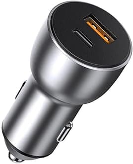 Fast Car Charger Adapter Dual Port PD & QC 3.0 – Grey | Compatible with iPhone 14/13/12 Series, Samsung, AirPods