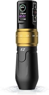 EZ Wireless Tattoo Machine - 6 Strokes 2.0, 2.4, 2.8, 3.3, 3.7, 4.2mm Bluetooth Tattoo Machine Pen with OLED Digital Display 1600mAh Battery Power Tattoo Gun (P3 Pro Matte Golden)