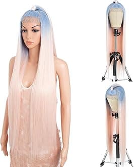 36” Super Long 13x4 Lace Wig Easy-360 Lace Frontal Wigs Free Part Lace Front Wigs with Baby Hair (36” Up Do, NT LAPU4/PINK26)