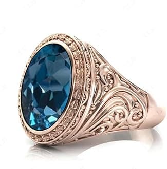 Gemstone Wedding Signet Ring For Men 18K Gold Gemstone 10Ct - 17x12mm With Genuine Moissanite Ring Unique Men Engagement Ring