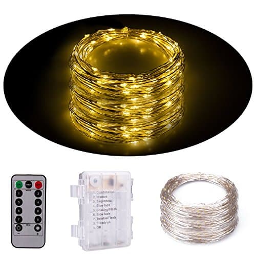 Senbao Dimmable Starry String Lights, 33 ft, Copper Wire,8 Modes Starry Fairy String Lights Battery Powered with Remote Control (Warm White)