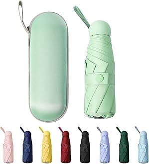Mini Windproof Folding Travel Umbrella, Sun & Rain Umbrellas, Compact Portable for Women Men Multiple Colors