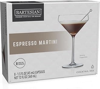 Espresso Martini Cocktail Mixer Capsules for Cocktail Machine – Home Bar Mixology Cocktails Mix Pod Capsule Set to Use with The Bartesian Cocktail Drink Maker Machine – Pack of 8