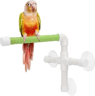 Hypeety Portable Suction Cup Bird Window and Shower Perch Toy for Bird Parrot Macaw Cockatoo African Greys Budgies Parakeet Bath Perch Toy