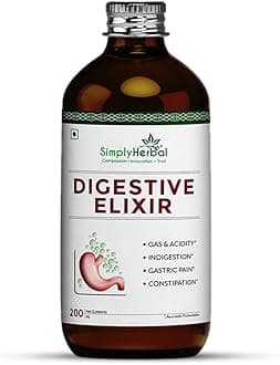 - Simply Herbal Ayurvedic Digestive Elixir Syrup Tonic Enriched With 37 Digestion Enzymes Supplement for Gas & Acidity, Constipation, Bloating, and Improve Immune System - Pack of 1 (200ml Each)