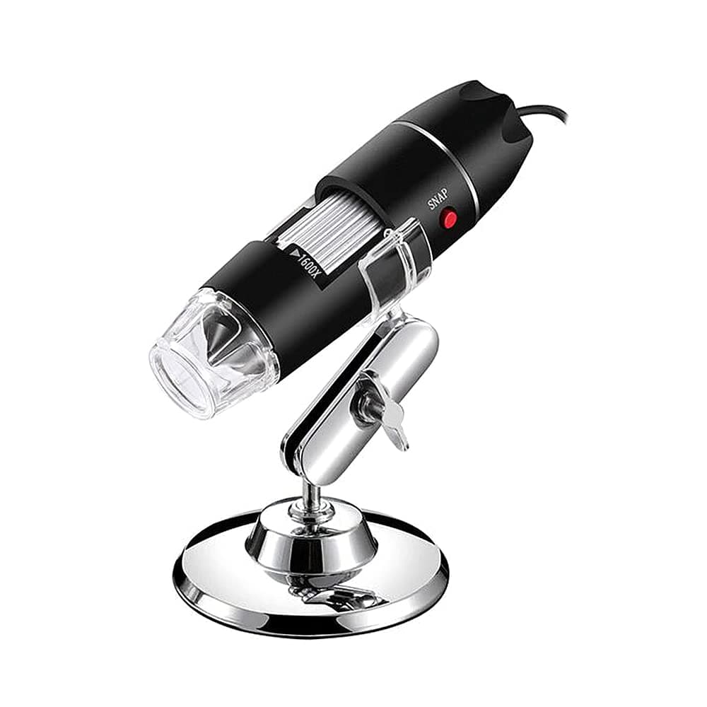 1600X Wired Digital Microscope Portable Handheld Microscope with USB+Micro USB Interfaces 8 LED Lights Type-C Adapter