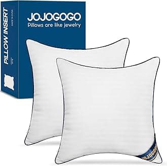 JOJOGOGO 24x24 Indoor Large Fluffy Throw Pillow Inserts Set of 2, 24 x 24 Synthetic Down Alternative Stuffing Square Pillow Inserts for Couch Bed Sofa and Living Room, Big Euro Decorative Pillows