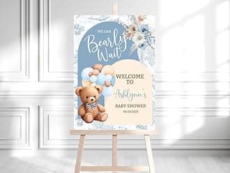 We Can Bearly Wait Baby Shower Welcome Sign, It's a Boy Bear Balloon Baby Shower Sign, Boho Bear Baby Shower Sign