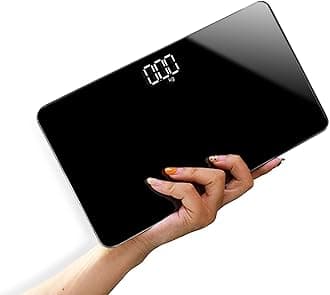 Mini Travel Bathroom Scale, LCD Hidden Screen USB Charging Mirror Scales, Portable Body Digital Weight Scale, Travel Scale for Body Weight Room Temperature Measurable (Black)