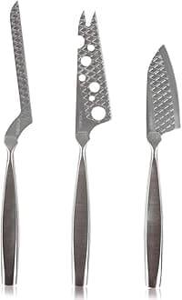 Stainless Steel Cheese 3 Knife Set - Great for Cheese - Multi-Purpose Cheese Slicer - Handheld Slicer - Silver Non-Stick - Dishwasher Safe - For Kitchen Cooking