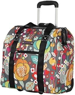 Lily Bloom Designer Under The Seat Tote Cabin Luggage Collection - 15 Inch Patterned Carry on Bag for Women - Lightweight Suitcase with 2 Rolling Wheels