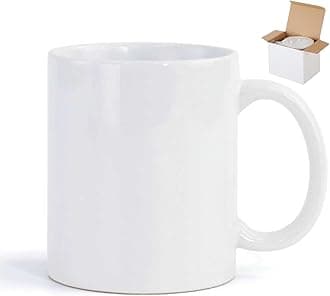 Ceramic Coffee Mug, Sublimation Mugs, 11oz White Coffee Mug, with Packing Box, Machine Washable, Lightweight Bright Porcelain Tea Cups with Handle, Classic Ceramic Coffee Cups for Tea
