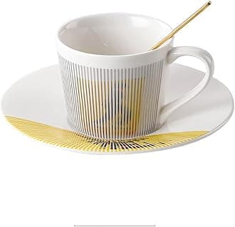 Mirror Cups and Saucers, Mirror Reflection coffee mug, Ceramic Tea Cups and Saucers Sets for Women Wedding Party Afternoon Tea （Silver Mike）