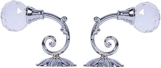 Crystal Curtain Holdback, 2Pcs Metal Crystal Glass Curtain Hooks Easy to Install Wall Window Drapery Tieback Hooks Hanger Holder (Silver) for Home Bedroom