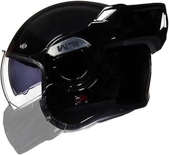 ILM Vintage Full Face Modular Motorcycle Helmet for Adults Men ATV UTV Snowmobile with 180° Reversible Chin Guard DOT Model-B707(Gloss Black, M)