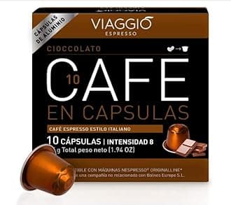 - Viaggio Espresso Chocolate Coffee Capsules | 100% Arabica, Medium Roast, Compatible Aluminium Capsule Pods | Fresh Grounded Coffee from Spain | Pack of 10 Pods (55g)