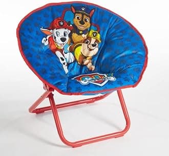 Paw Patrol 19-Inch Toddler Folding Saucer Chair with Cushion, Portable Padded Chair for Kids Ages 3+, Nickelodeon Character Design for Bedroom, Playroom, or TV Time