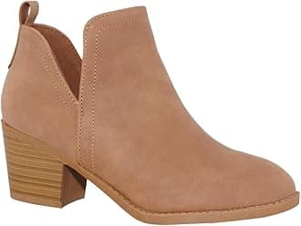 TRENDSUP Ankle Boots for Women Chelsea Square Toe Chunky Low Heel Booties Comfortable Slip on Short Boots