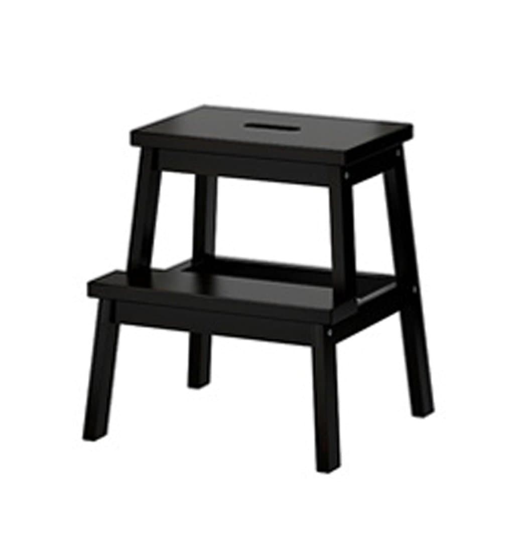 DY Step stool Wood Step Stool Two-step Ladder Foldable Foot Stool Simple Kitchen, High 50cm, 3 Colors (Color : Black)