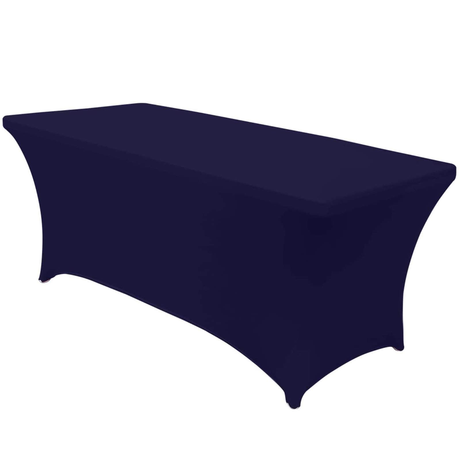 Rectangular Stretch Tablecloth, Spandex Tight Fit Table Cover, 4/6/8ft Foot Rectangular Fit Wedding Banquet Trestle Table. (Navy blue,6FT)