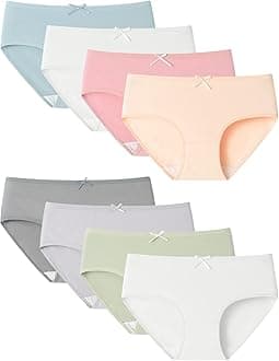 Teen Girls Underwear Cotton Knickers Briefs Solid Colour Pack of 8