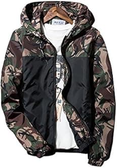 Banana Bucket Floral Bomber Jacket Men Hip Hop Slim Fit Flowers Bomber Jacket Coat Men's Hooded Jackets(US XS) Label Size L Camouflage