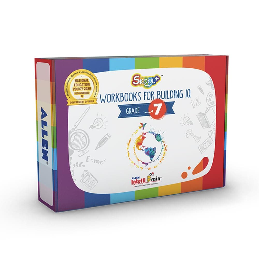 Skool Plus- Workbooks For Class 7 For Increasing IQ | Physics, Chemistry, Biology, Maths, Logical Reasoning, English Books With Pencil Set | Set Of 11 ... For Olympiad Exams By ALLEN Career Institute