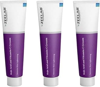 ZEELAB Kojic Acid & Vitamin C Cream for Face – Skin Brightening, Dark Spot Removal, Anti Pigmentation, Tan Removal, Anti Aging & Glowing Skin – 20g Pack of 3