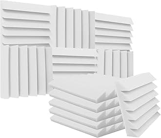 Heavyoff 12 Pack Acoustic Foam Panels Studio Soundproofing Wedges 12"x12"x2" Noise Dampening Sound Insulation for Home Ceiling, White