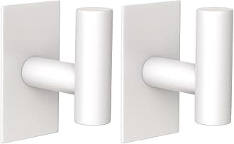 VAEHOLD Wall Adhesive Hooks, Heavy Duty Sticky Holder Stainless Steel Towel Hooks for Hanging Coat, Hat, Key, Closet Hook Wall Mount forBathroom (White Adhesive Hook 2 Pack)