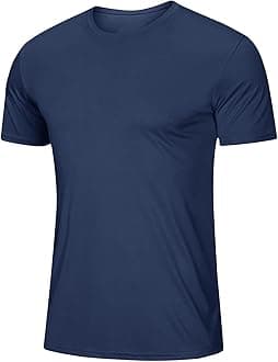 Mens T-Shirts Short Sleeve Shirts Moisture Wicking Active Crew Neck Tops Athletic Quick Dry Lightweight Shirt