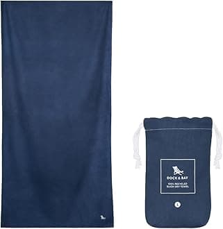 Dock & Bay Customized Beach Towel - Quick Dry, Sand Free - Compact, Lightweight - 100% Recycled - Includes Bag - Essential - Deep Sea Navy - Large