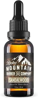 Rocky Mountain Barber Company Sandalwood Beard Oil & Leave-In Conditioner - Cold-Pressed Blend With Sandalwood Scent, Nutrient Rich Jojoba, Grapeseed, Argan, Coconut Oil