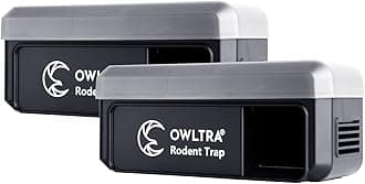 2 Pack OW-7 in-/Outdoor Electric Rodent Trap, Instant Eliminate Rodent Zapper with Waterproof Cover, Sound & Light Alarm, and Batteries or USB Power Source, Waterproof Grade IPX4, Black