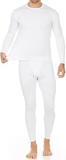 Men s Ultra Soft Thermal Underwear Long Johns Set with Fleece Lined White Large