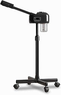 – Professional Facial Steamer with LCD Screen, Timer, for Salon SPA Face Care, Height Adjustable, Black