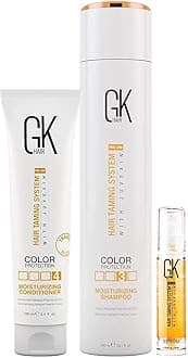 Global Keratin GK Hair Moisturizing Shampoo 300- GK Hair Moisturizing Conditioner (3.4 fl.oz/100ml) -Serum 10ml