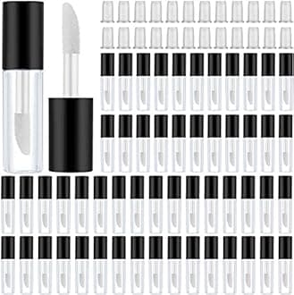 100 Pieces Clear Mini Lip Gloss Tube Refillable Empty Lip Balm Gloss Containers Bottles Transparent Mini Lipstick Containers for Women DIY Makeup(Black,1.2ml)