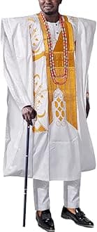 HD Traditional African Clothing for Men: Nigerian Agbada Embroidery Bazin Boubou Outfit