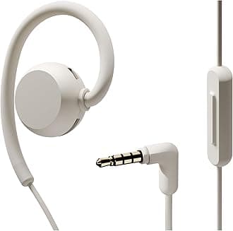 nwm Wired On-Ear Speakers (Open Ear Earphones) Prevent Sound Leakage with PSZ Technology Including Microphone Designed by NTT Sonority in Japan | White Beige