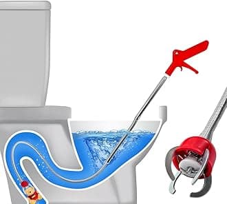 51 Inch Toilet Auger Snake with 4 Claw Grabber Fits Pipes 1.6 Inches or Larger Flexible Clog Removal Tool for Toilets and Drains