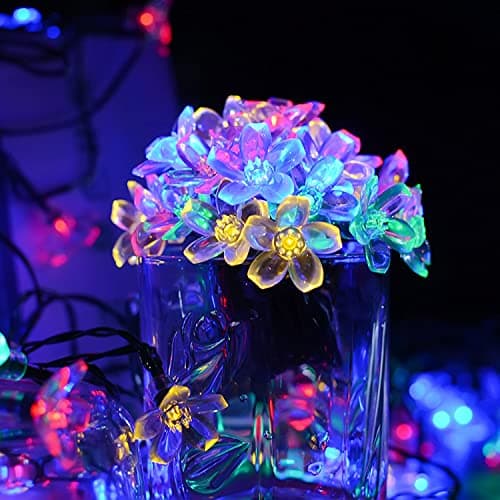 EC Technology Solar Powered String Lights, 50 LED Fairy String Lights, 22ft 8 Modes Flower String Lights, Solar Decoration Lights for Gardens, Home, X-mas, Party Decorative Ornaments