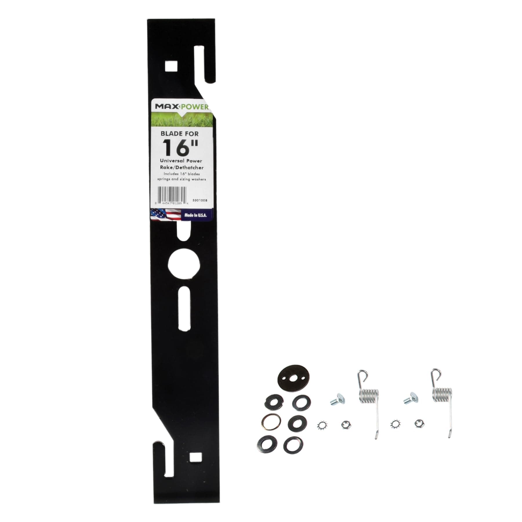 Maxpower 330100 16" Universal Power Rake/Dethatcher Lawn Mower Blade, Black