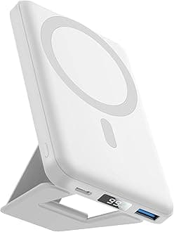 AOGUERBE Magnetic Wireless Power Bank, Foldable 10000mAh Wireless Portable Charger 15W PD 22.5W USB-C Lighting LED Display Mag-Safe Battery for iPhone 14/13/12/Pro/Mini/Pro Max