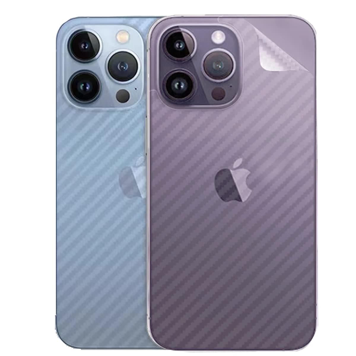 For iPhone 14 Pro Max Back Screen Protector 3D Carbon Fiber Ultra Thin Protective Film-2 packs-Transparent