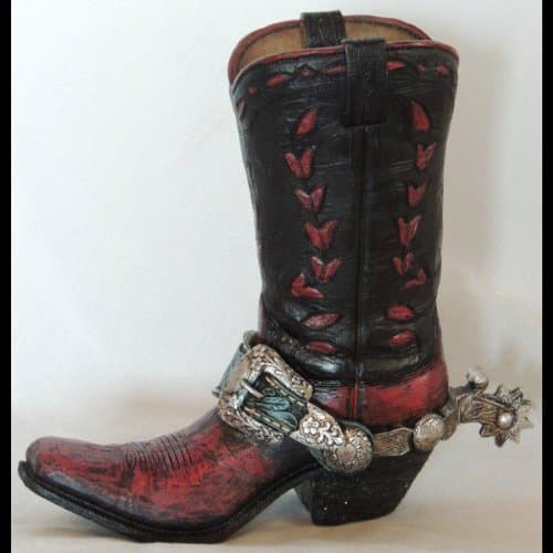 Red Cowboy Boot Vase