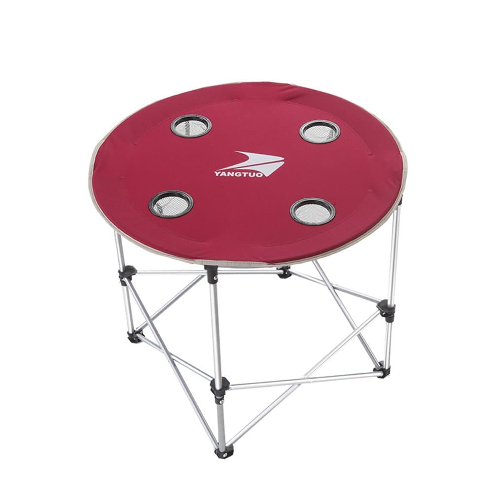 Outdoor Camping Floding Round Table with a Carry Bag (Red)