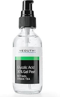 YEOUTH Glycolic Acid Facial Peeling 30% with Retinol and Green Tea, Professional Home Chemical Exfoliating Exfoliator 30ml