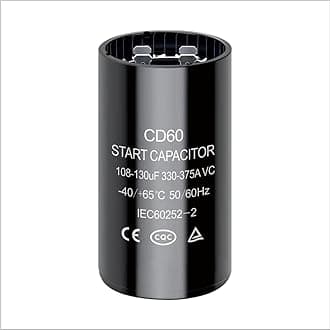 108-130 uf/MFD CD60 Round Start Capacitor ±20% 50/60 Hz 330-375 VAC Round Motor Well Pump Start Capacitor (108-130 uf/MFD, 1)