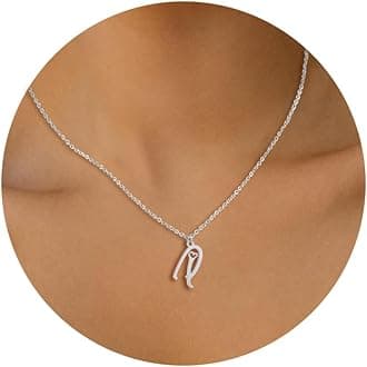 Initial Necklace for Women,14K Gold Dainty A-Z Letter Pendant with Heart Choker Necklace Jewelery Gifts,Personalized Cursive Cute Tiny Initial Pendant Necklace for Girls